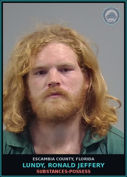 CCW arrest card for LUNDY, RONALD JEFFERY in Escambia County: DRUGS-POSSESS