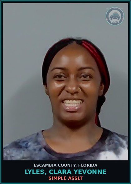 CCW arrest card for LYLES, CLARA YEVONNE in Escambia County: SIMPLE ASSLT