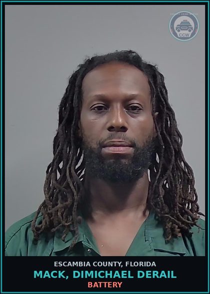CCW arrest card for MACK, DIMICHAEL DERAIL in Escambia County: BATTERY