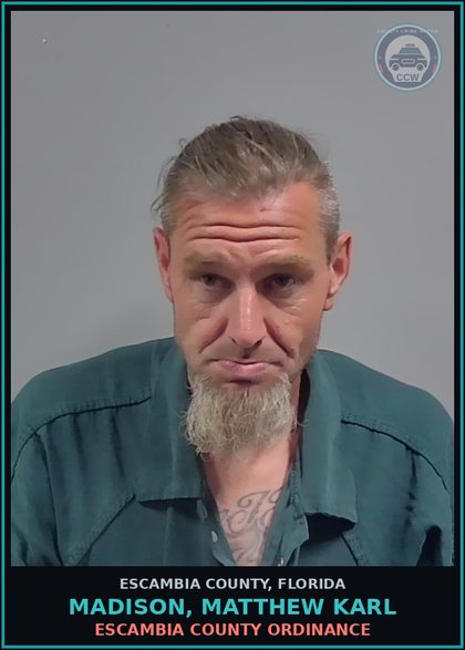CCW arrest card for MADISON, MATTHEW KARL in Escambia County: ESCAMBIA COUNTY ORDINANCE
