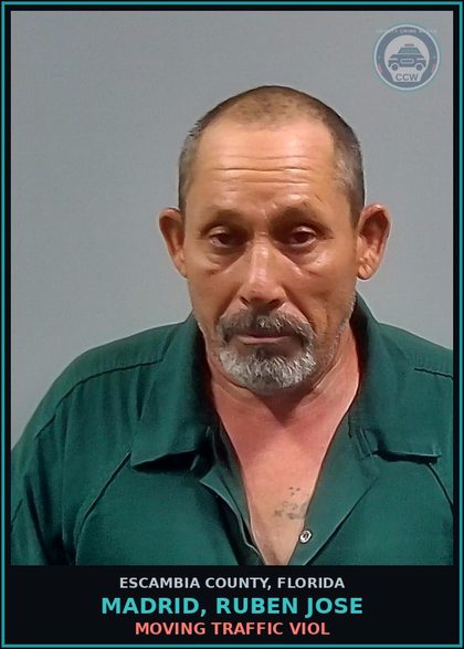 CCW arrest card for MADRID, RUBEN JOSE in Escambia County: MOVING TRAFFIC VIOL