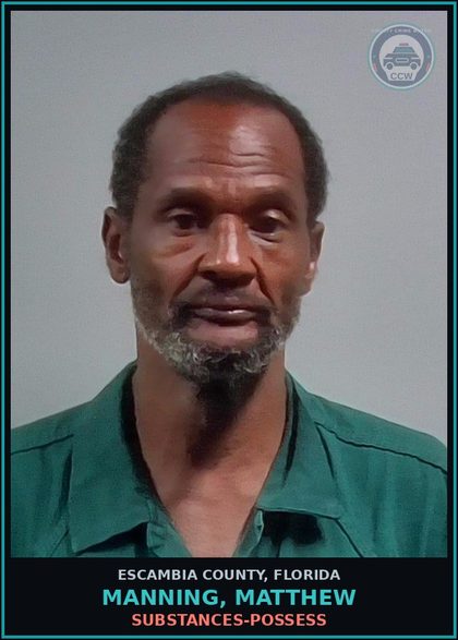 CCW arrest card for MANNING, MATTHEW in Escambia County: DRUGS-POSSESS