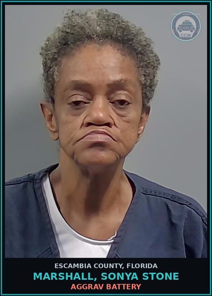 CCW arrest card for MARSHALL, SONYA STONE in Escambia County: AGGRAV BATTERY