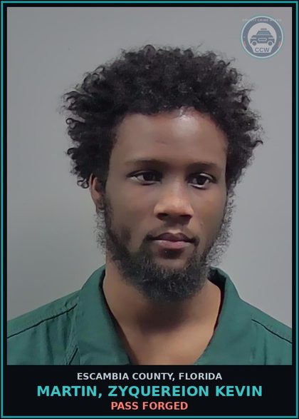 CCW arrest card for MARTIN, ZYQUEREION KEVIN in Escambia County: PASS FORGED