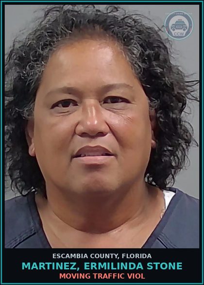 CCW arrest card for MARTINEZ, ERMILINDA STONE in Escambia County: MOVING TRAFFIC VIOL