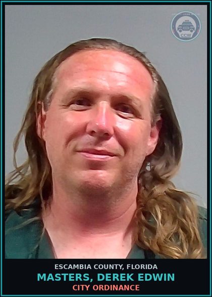 CCW arrest card for MASTERS, DEREK EDWIN in Escambia County: CITY ORDINANCE