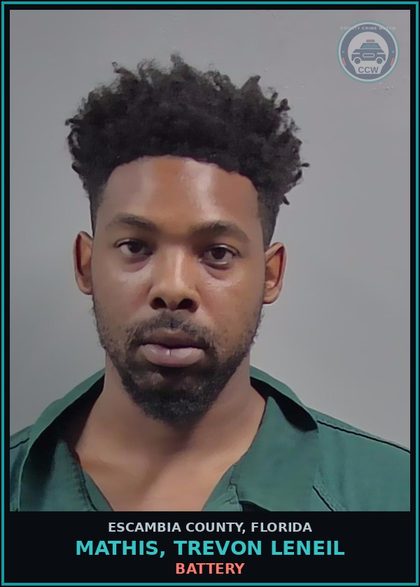 CCW arrest card for MATHIS, TREVON LENEIL in Escambia County: BATTERY