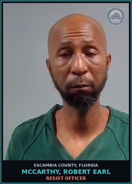 CCW arrest card for MCCARTHY, ROBERT EARL in Escambia County: RESIST OFFICER
