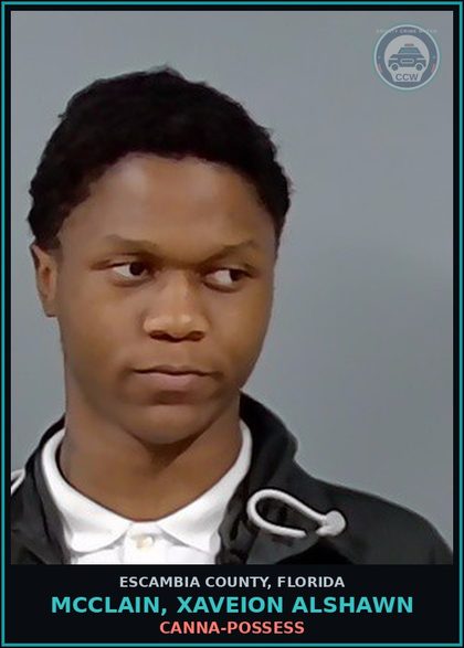 CCW arrest card for MCCLAIN, XAVEION ALSHAWN in Escambia County: Canna-POSSESS