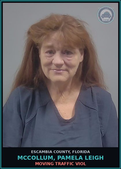 CCW arrest card for MCCOLLUM, PAMELA LEIGH in Escambia County: MOVING TRAFFIC VIOL
