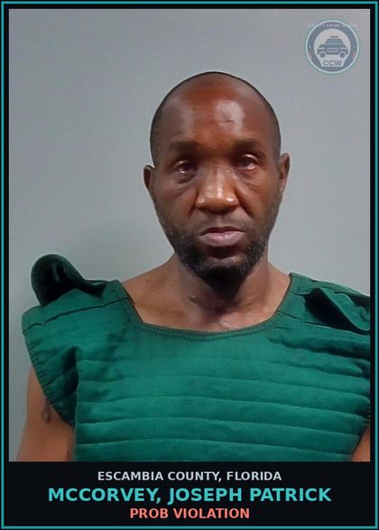 CCW arrest card for MCCORVEY, JOSEPH PATRICK in Escambia County: PROB VIOLATION