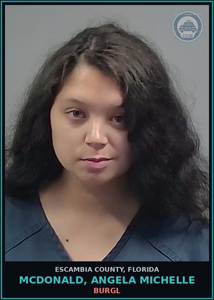 CCW arrest card for MCDONALD, ANGELA MICHELLE in Escambia County: BURGL