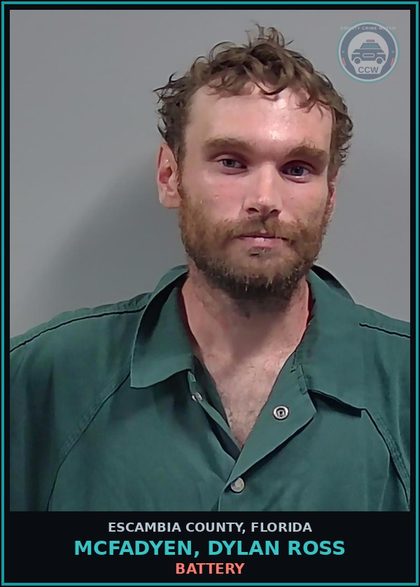 CCW arrest card for MCFADYEN, DYLAN ROSS in Escambia County: BATTERY