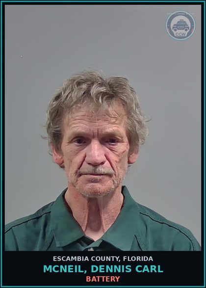 CCW arrest card for MCNEIL, DENNIS CARL in Escambia County: BATTERY