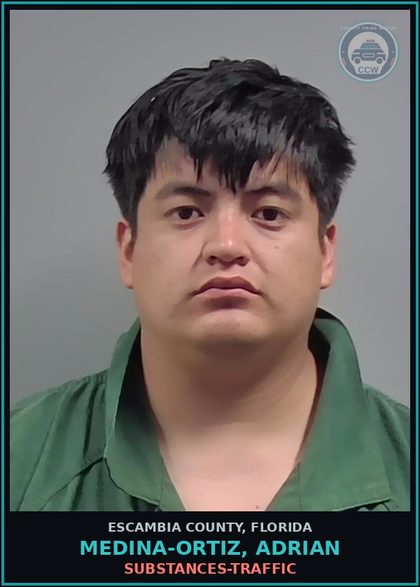 CCW arrest card for MEDINA-ORTIZ, ADRIAN in Escambia County: DRUGS-TRAFFIC