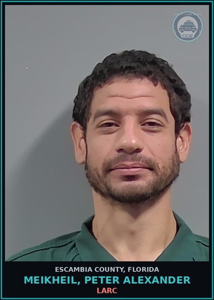CCW arrest card for MEIKHEIL, PETER ALEXANDER in Escambia County: LARC