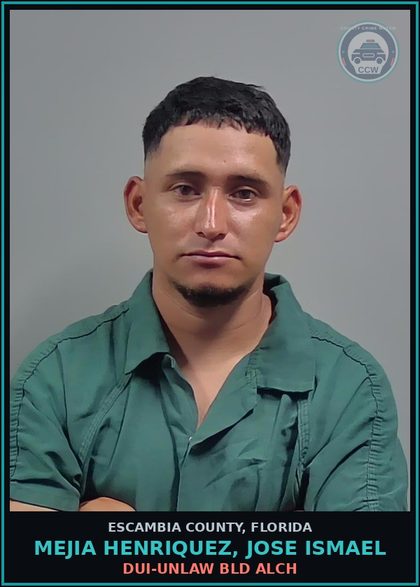 CCW arrest card for MEJIA HENRIQUEZ, JOSE ISMAEL in Escambia County: DUI-UNLAW BLD ALCH
