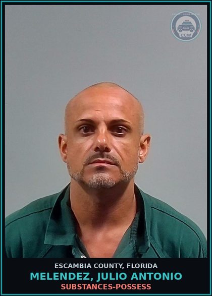 CCW arrest card for MELENDEZ, JULIO ANTONIO in Escambia County: DRUGS-POSSESS