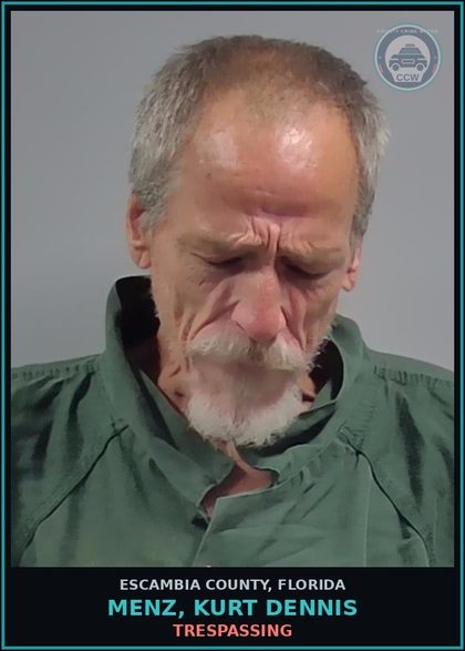 CCW arrest card for MENZ, KURT DENNIS in Escambia County: TRESPASSING