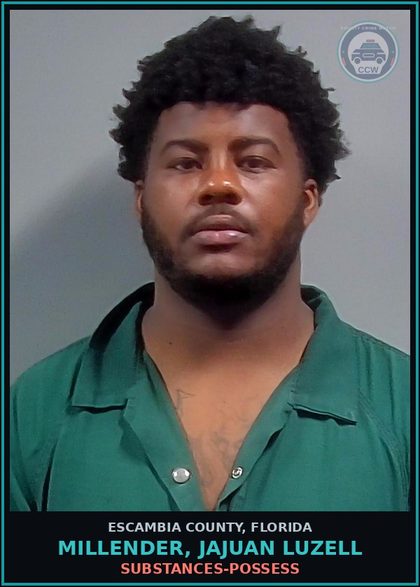 CCW arrest card for MILLENDER, JAJUAN LUZELL in Escambia County: DRUGS-POSSESS