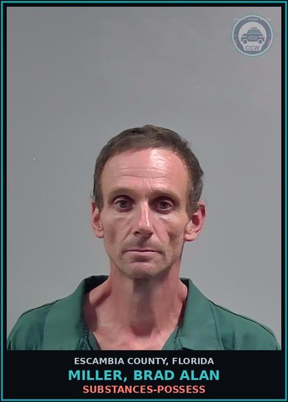 CCW arrest card for MILLER, BRAD ALAN in Escambia County: DRUGS-POSSESS