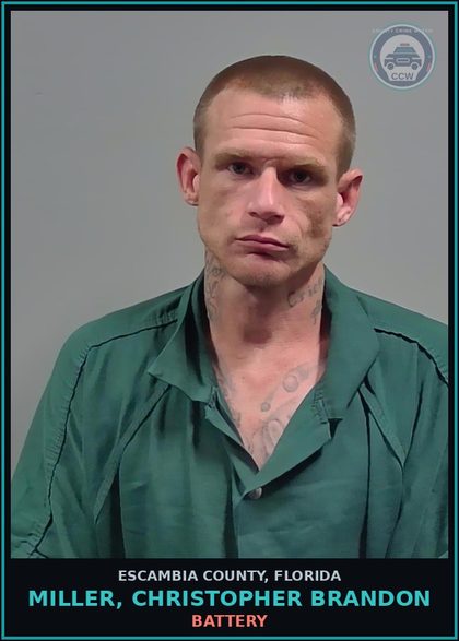 CCW arrest card for MILLER, CHRISTOPHER BRANDON in Escambia County: BURGL