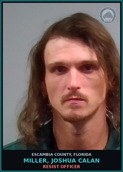 CCW arrest card for MILLER, JOSHUA CALAN in Escambia County: DRUGS-POSSESS