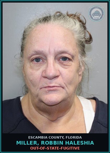 CCW arrest card for MILLER, ROBBIN HALESHIA in Escambia County: OUT-OF-STATE-FUGITIVE