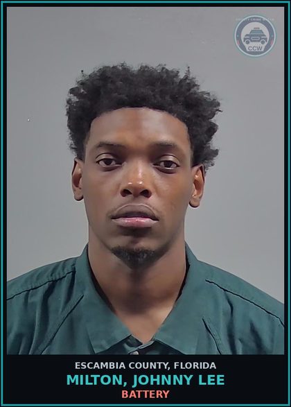 CCW arrest card for MILTON, JOHNNY LEE in Escambia County: BATTERY