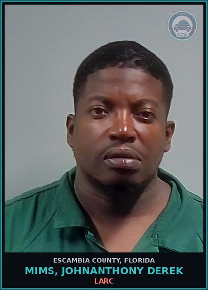 CCW arrest card for MIMS, JOHNANTHONY DEREK in Escambia County: LARC