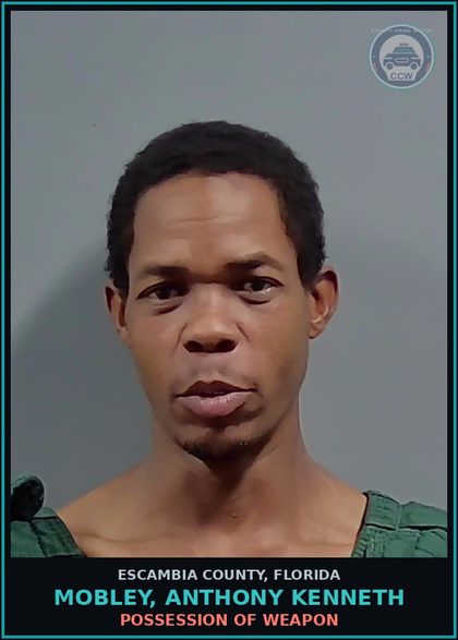 CCW arrest card for MOBLEY, ANTHONY KENNETH in Escambia County: TRESPASSING