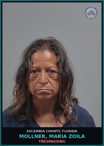 CCW arrest card for MOLLNER, MARIA ZOILA in Escambia County: TRESPASSING