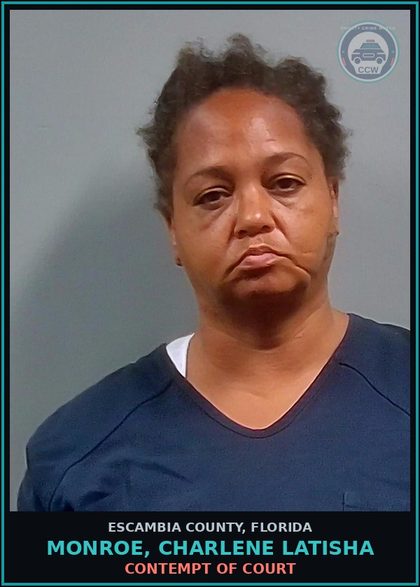 CCW arrest card for MONROE, CHARLENE LATISHA in Escambia County: CONTEMPT OF COURT