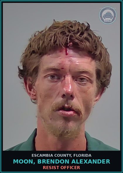 CCW arrest card for MOON, BRENDON ALEXANDER in Escambia County: RESIST OFFICER