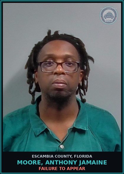CCW arrest card for MOORE, ANTHONY JAMAINE in Escambia County: FAILURE TO APPEAR