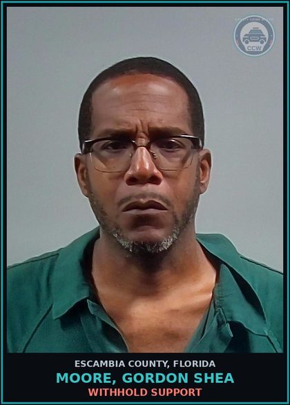 CCW arrest card for MOORE, GORDON SHEA in Escambia County: WITHHOLD SUPPORT