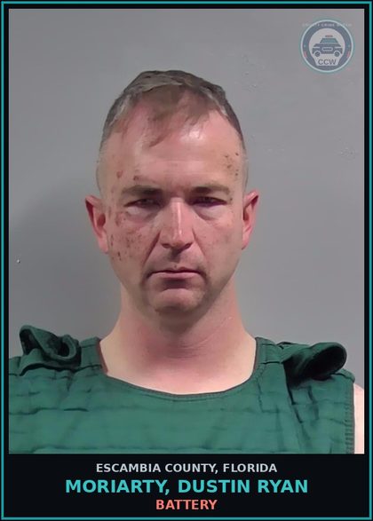 CCW arrest card for MORIARTY, DUSTIN RYAN in Escambia County: RESIST OFFICER