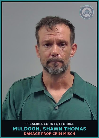 CCW arrest card for MULDOON, SHAWN THOMAS in Escambia County: DAMAGE PROP-CRIM MISCH