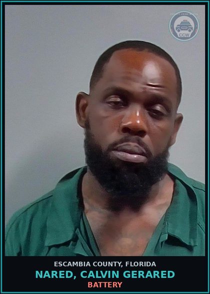 CCW arrest card for NARED, CALVIN GERARED in Escambia County: BATTERY