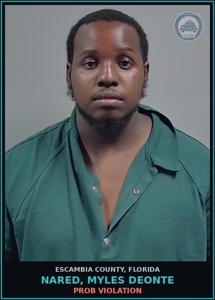CCW arrest card for NARED, MYLES DEONTE in Escambia County: PROB VIOLATION