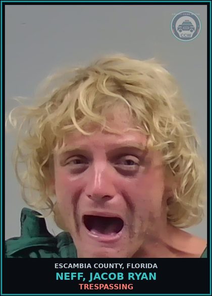 CCW arrest card for NEFF, JACOB RYAN in Escambia County: TRESPASSING