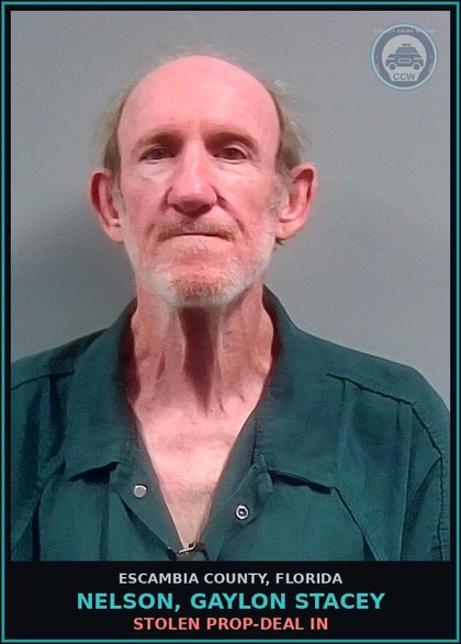 CCW arrest card for NELSON, GAYLON STACEY in Escambia County: STOLEN PROP-DEAL IN