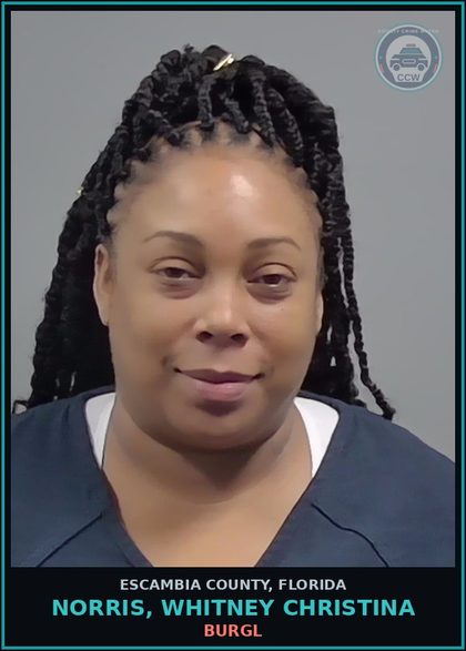 CCW arrest card for NORRIS, WHITNEY CHRISTINA in Escambia County: BURGL