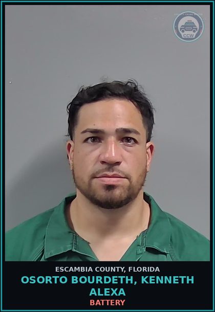 CCW arrest card for OSORTO BOURDETH, KENNETH ALEXA in Escambia County: BATTERY