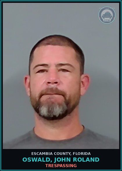CCW arrest card for OSWALD, JOHN ROLAND in Escambia County: TRESPASSING
