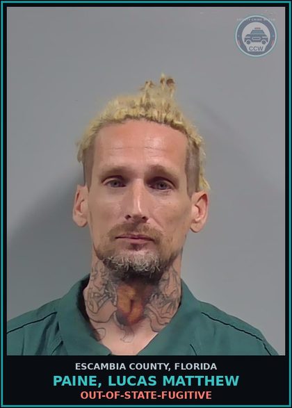 CCW arrest card for PAINE, LUCAS MATTHEW in Escambia County: OUT-OF-STATE-FUGITIVE