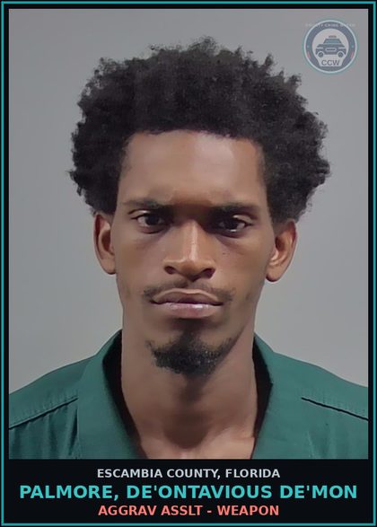 CCW arrest card for PALMORE, DE'ONTAVIOUS DE'MON in Escambia County: TRESPASSING