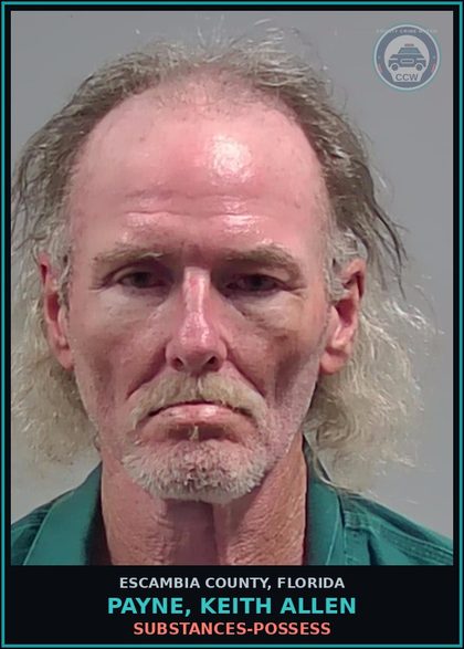 CCW arrest card for PAYNE, KEITH ALLEN in Escambia County: DRUGS-POSSESS