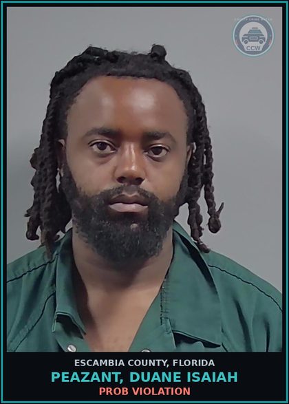 CCW arrest card for PEAZANT, DUANE ISAIAH in Escambia County: PROB VIOLATION