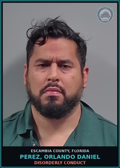 CCW arrest card for PEREZ, ORLANDO DANIEL in Escambia County: DISORDERLY CONDUCT